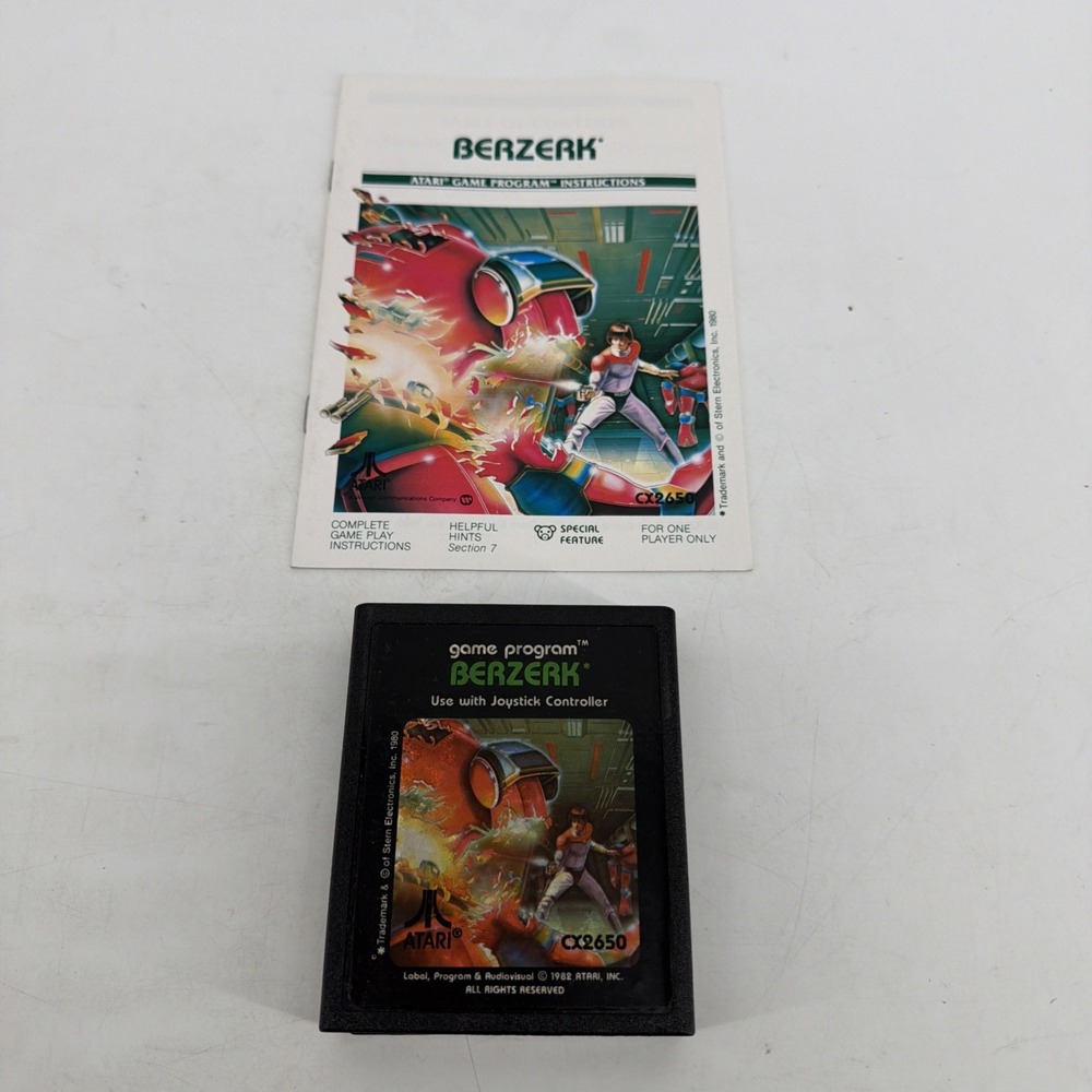 Berzerk Atari 2600 Game Cartridge + Manual CX2650 Tested Vintage Original